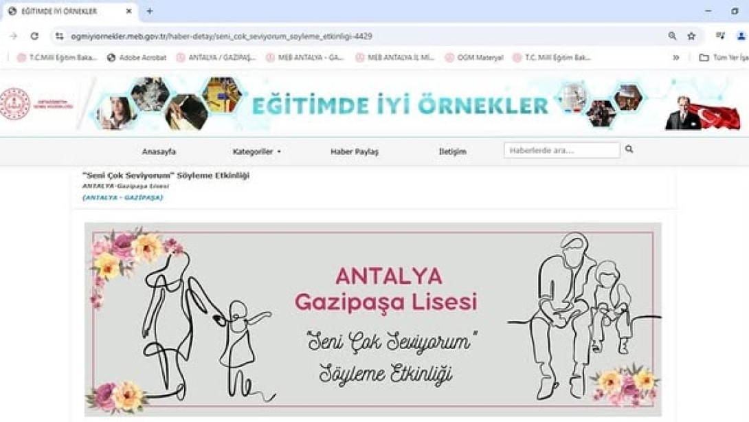 Gazipaşa Lisemiz Ortaöğretim Genel Müdürlüğü Web Sitesinde!